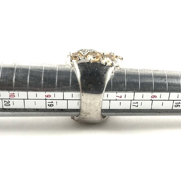 Silver Tone Orange CZ Ring Size 8 - Picture 4 of 4